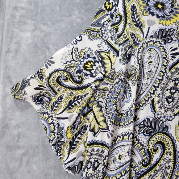EST‎ 1946 Womens Plus Size 22W Paisley Top Short Sleeve Yellow Blue-Black Boho - Picture 3 of 12